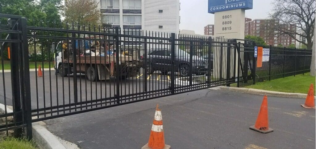Commercial wrought iron fence installation in Chicago Illinois