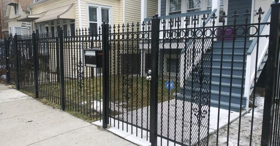 Residential wrought iron fence installed at a Chicago home