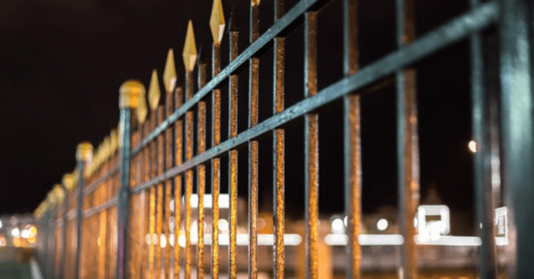 commercial fence lighting illuminating security