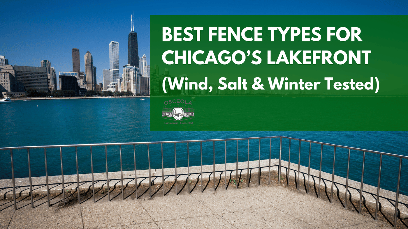 Powder-coated steel fence along the Chicago lakefront