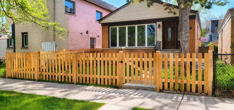 Wood fence installation in Lombard IL by Osceola Fence residential property