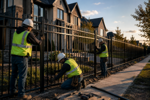 Chicago fence builders installing durable metal iron fences for residential and commercial properties
