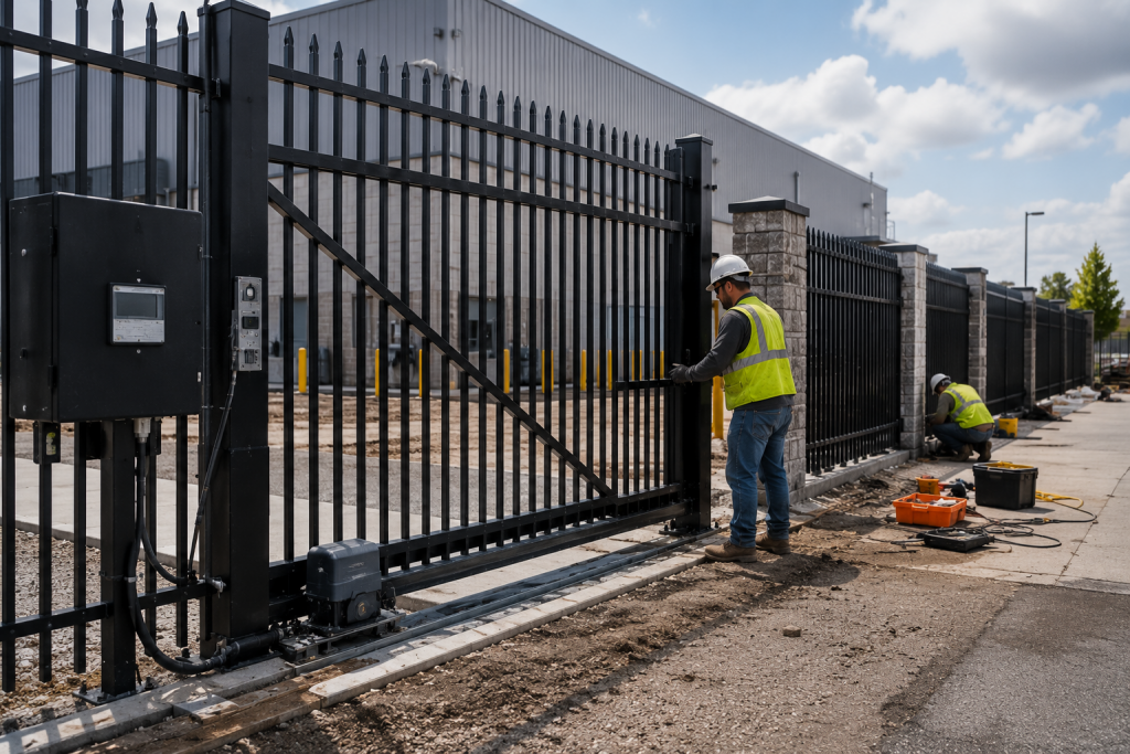 Commercial fence contractor Chicago installation industrial fencing security systems gates