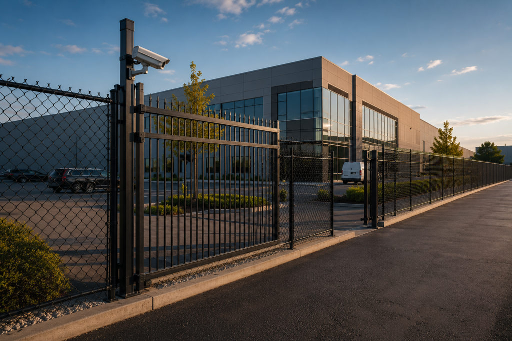 Commercial fence visibility chain link and iron fencing improving security surveillance business property Chicago