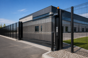 Commercial perimeter fence Chicago business security fencing steel aluminum protection