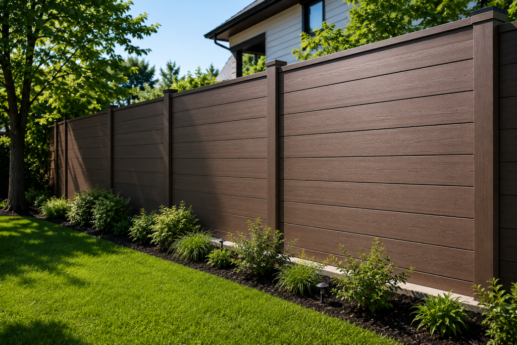 Composite fence Chicago installation showing modern durable eco-friendly fencing panels