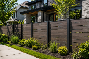 Composite fence panels installed in Chicago residential property showing eco-friendly modern design