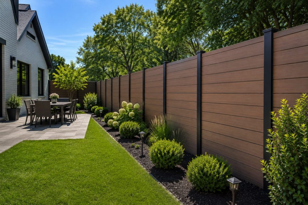Composite Fencing installed around a modern home