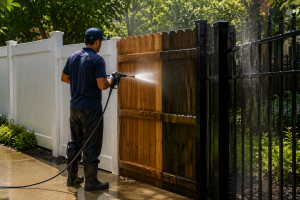 Fence cleaning Chicago maintenance process for vinyl wood and iron fences