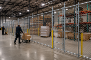 Indoor fencing Chicago warehouse commercial security system improving traffic flow and inventory control