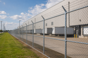 Industrial fence company Chicago security fencing warehouse factory steel chain link