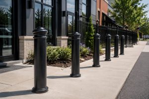 Heavy-duty Iron Bollards protecting a commercial property