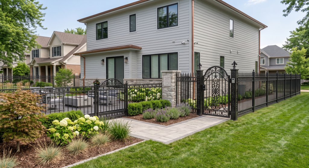 Iron fence Chicago decorative wrought iron fencing installation residential property