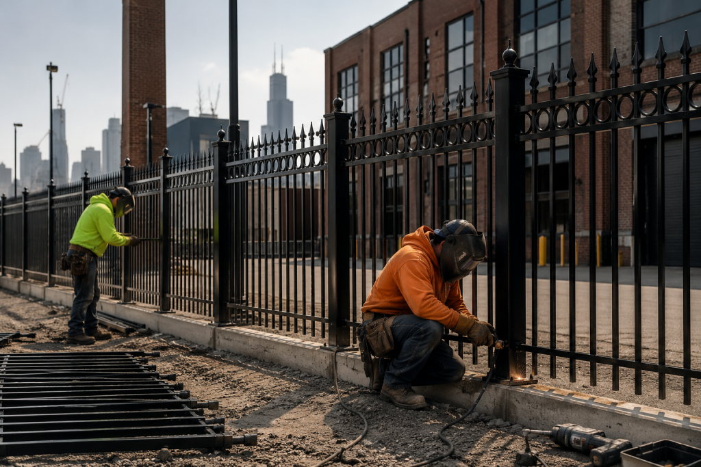 Iron fence Chicago industrial fencing installation commercial and residential security perimeter