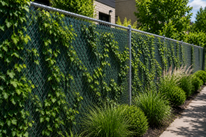 Privacy slats Chicago fence upgrade commercial residential sound reduction plant support fencing