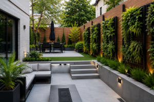 Small yard design ideas landscaping fences vertical garden levels outdoor space