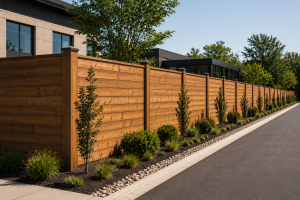 Timber fence security perimeter wood fencing installation Chicago commercial residential