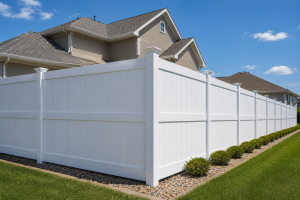 Modern vinyl fence Chicago installed around residential home for privacy and security