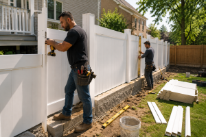 Professional vinyl fence installation Chicago residential backyard step by step process