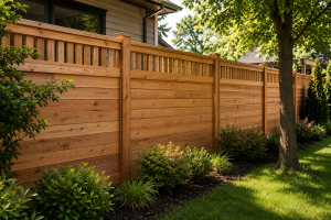 Wood fence Chicago installation using natural cedar wood for eco-friendly residential fencing