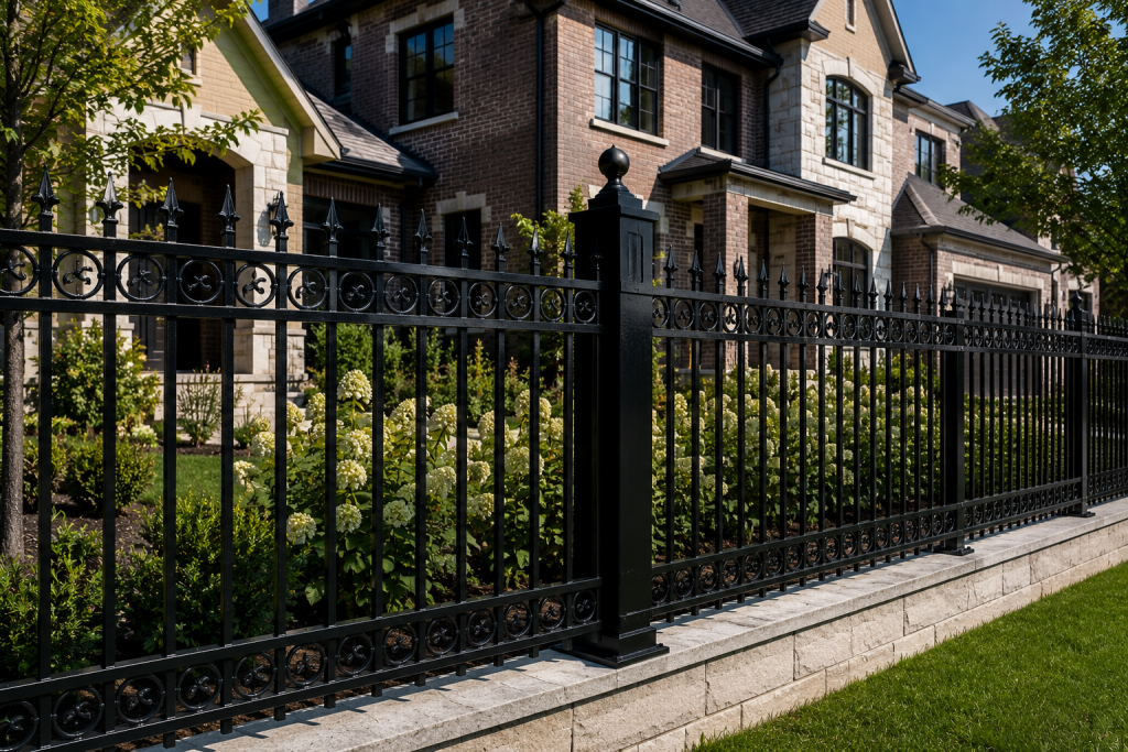 Elegant wrought iron fence Chicago installed for residential security and aesthetic appeal